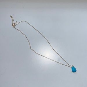 Gold Necklace With Blue Rock Charm